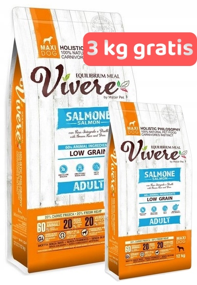 Vivere Maxi Adult Salmon Karma Monobiałkowa Łosoś dla dużych ras 12+3kg