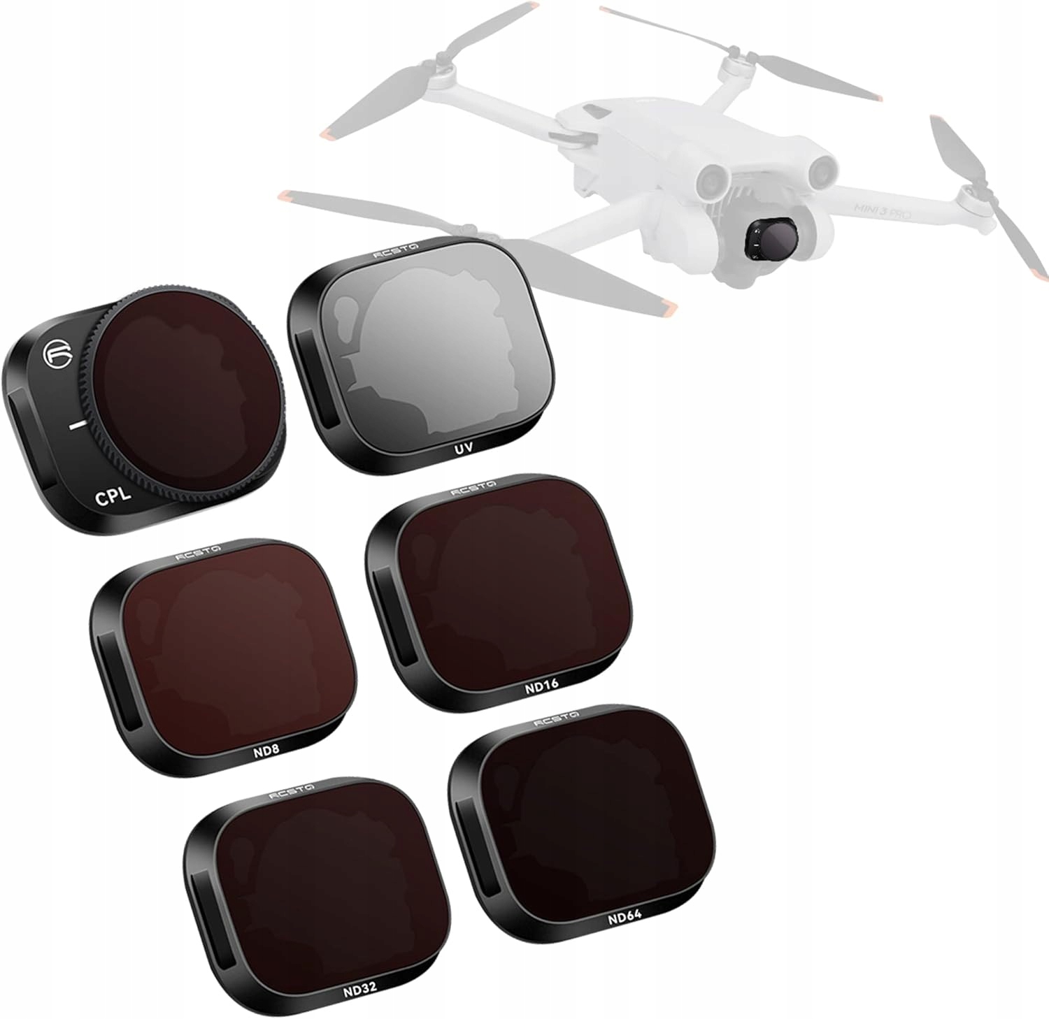 6 x Filtr Objektivu Pro Dron Dji Mini 3 Pro Nd Uv Cpl ND8 ND16 ND32 ND64