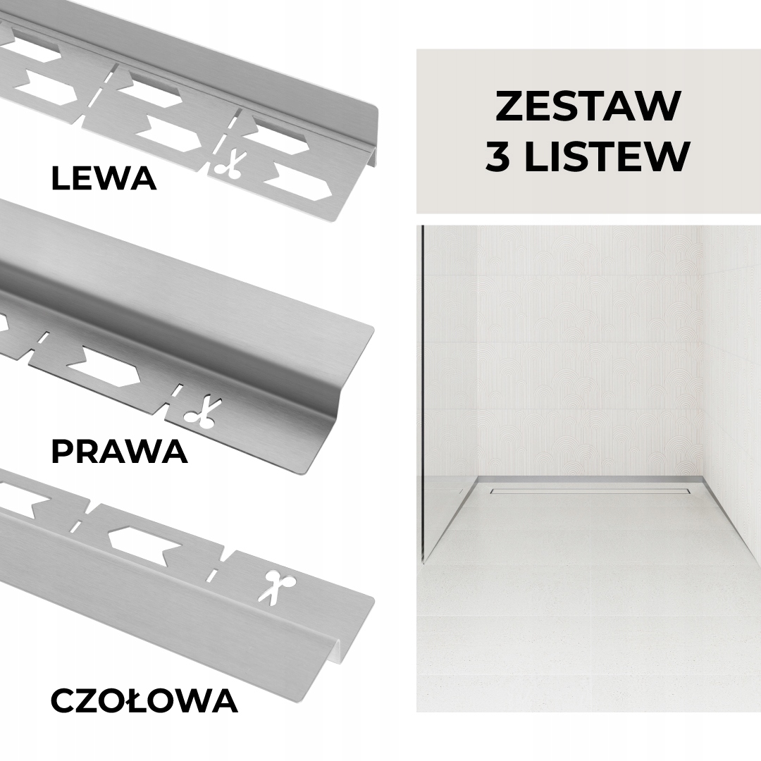 Sada lišt pro odtok Vogi Čelní Spádová Nástěnná 120 cm