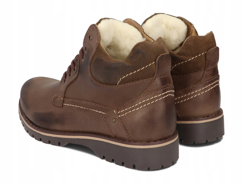 TRZEWIKI MĘSKIE BUTY OCIEPLANE SKÓRA 885 BRĄZ 38 Długość wkładki 25 cm