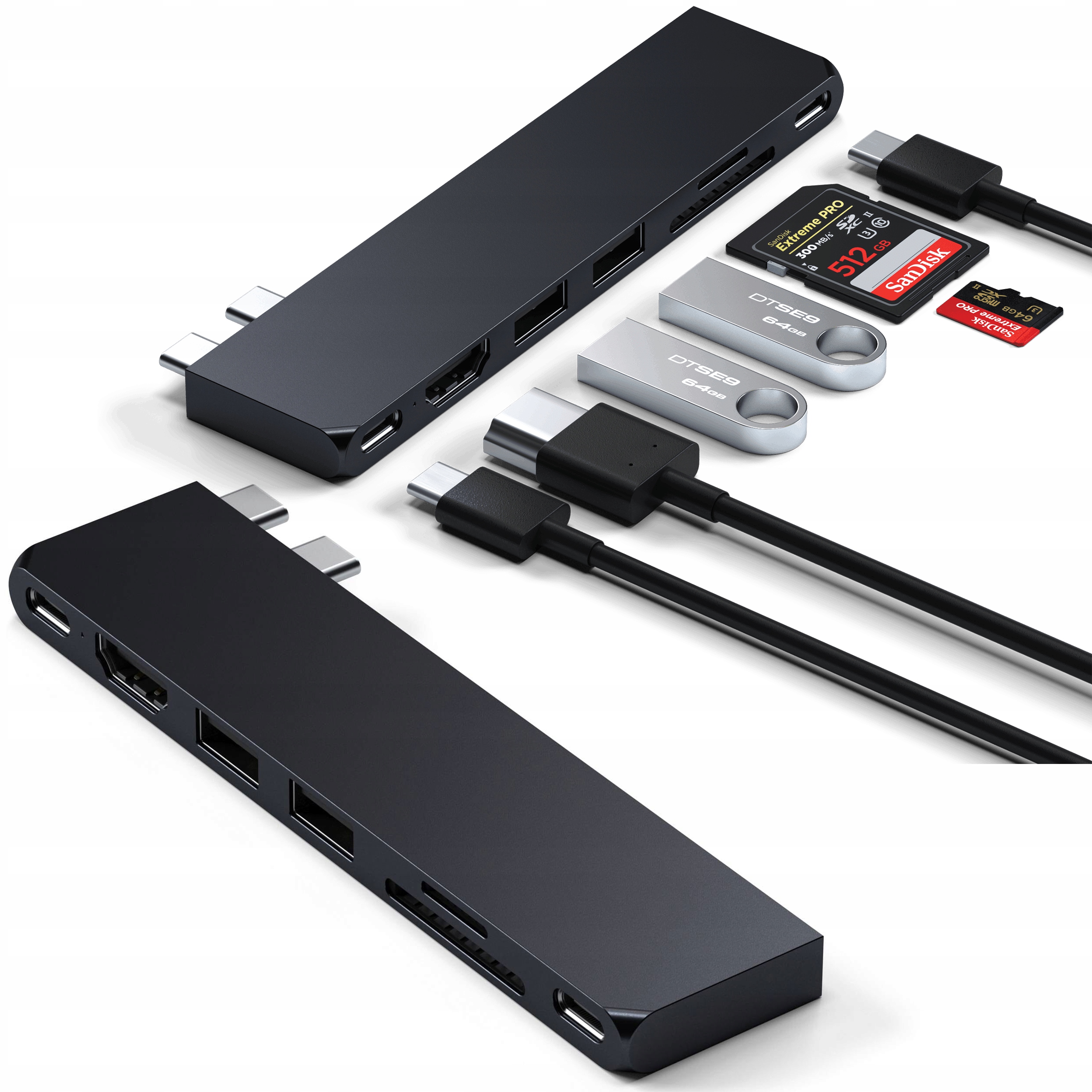 Satechi Pro Adapter Hub z Podwójnym Usb-c na USB4 Hdmi Usb-a do MacBook
