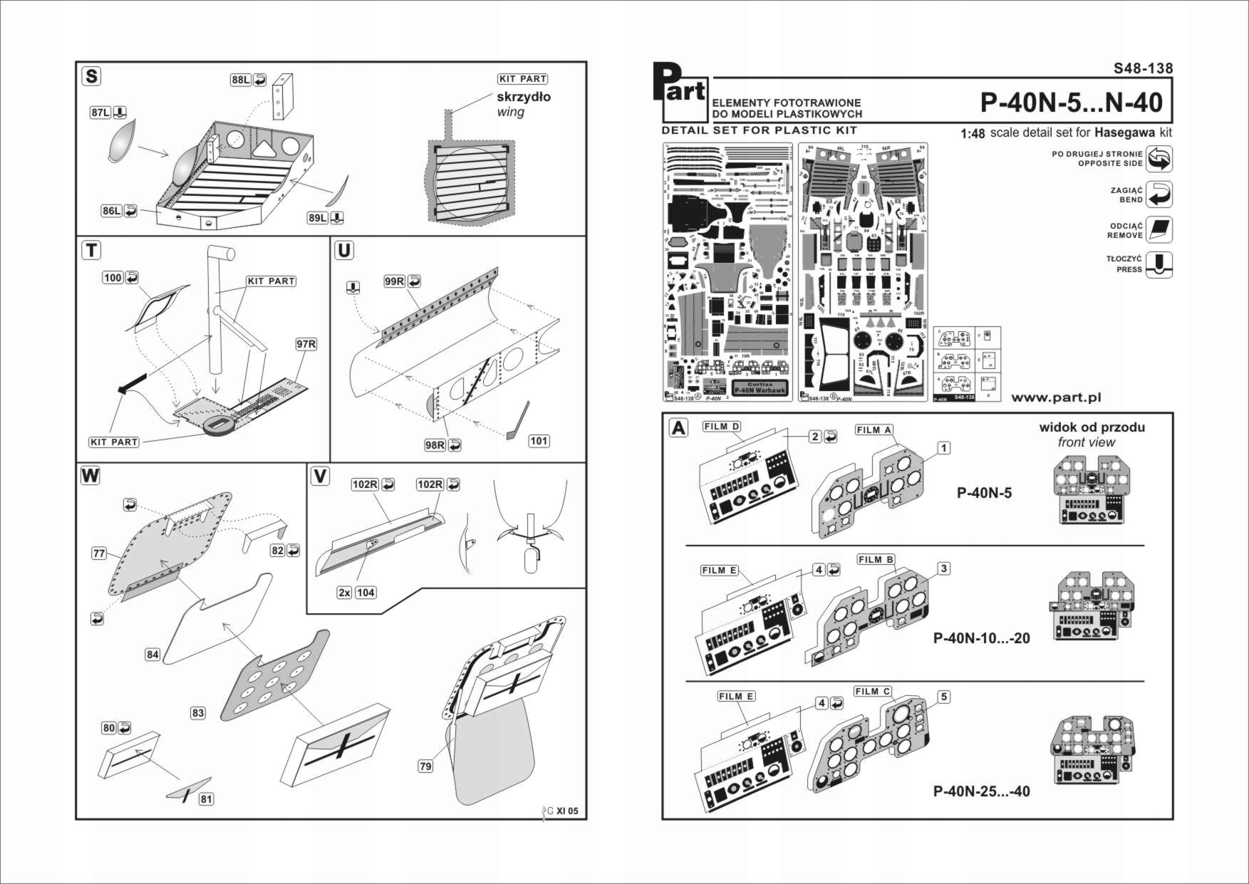 Část S48-138 1/48 P-40N-5…N-40 (Hasegawa)