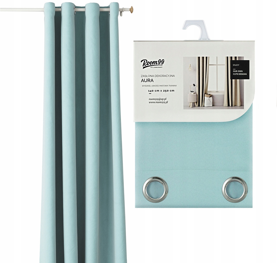

Designerska Markowa Zasłona Aura 140x250 Miętowa