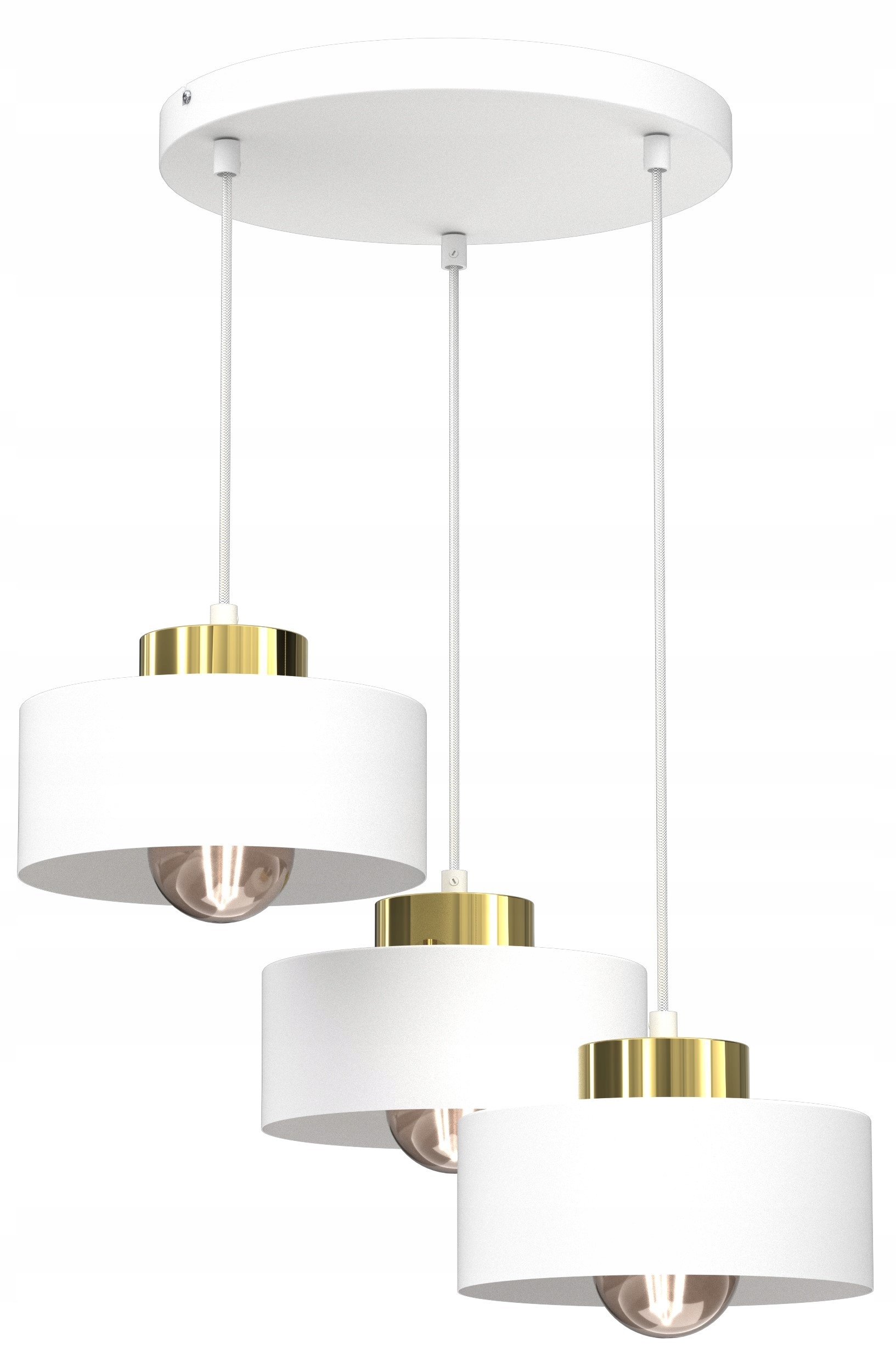 Závesná lampa Marti Biela Zlatá Kovová Klobúk 3xE27 Plafond