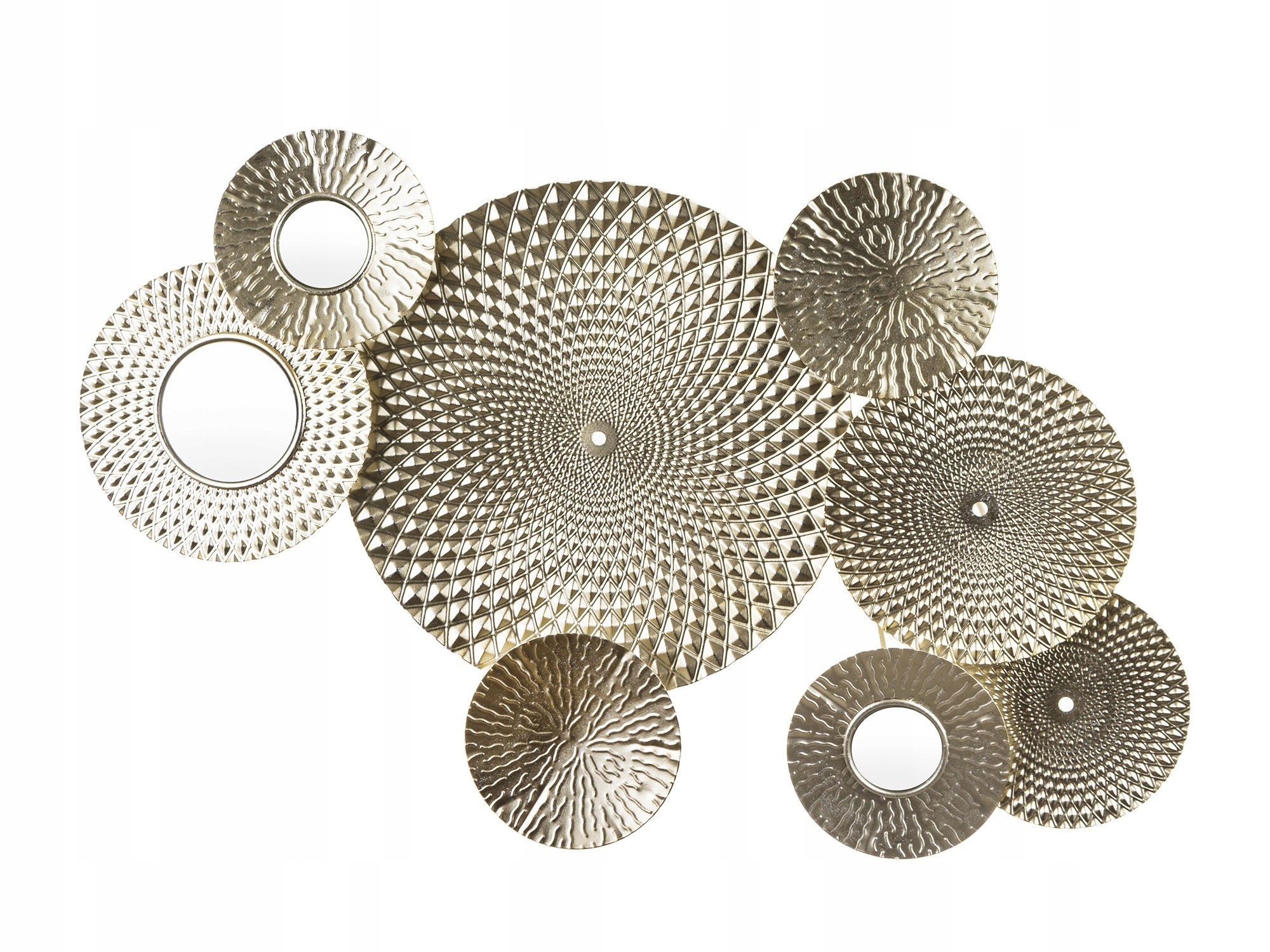 

Srebrna metalowa dekoracja ścienna koła z lustrem