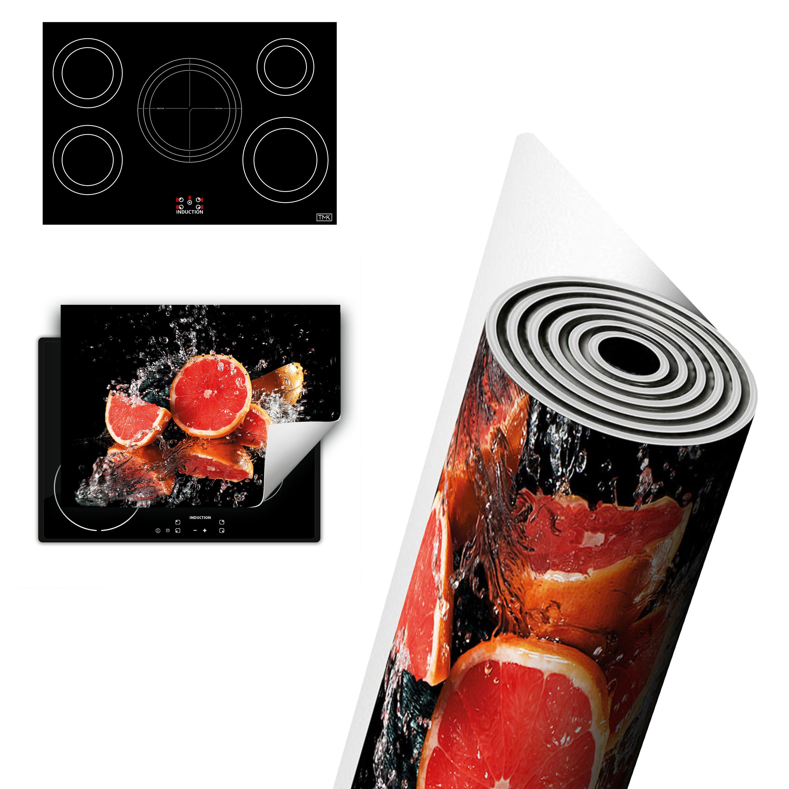 Vinylová Ochrana Na Indukci Deska 80x52 černá grapefruit