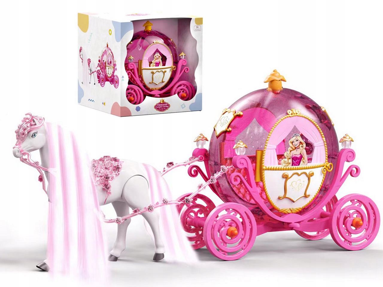 DUŻA KARETA DYNIA Z CHODZĄCYM KONIEM Chodzący KONIK KOŃ KAROCA