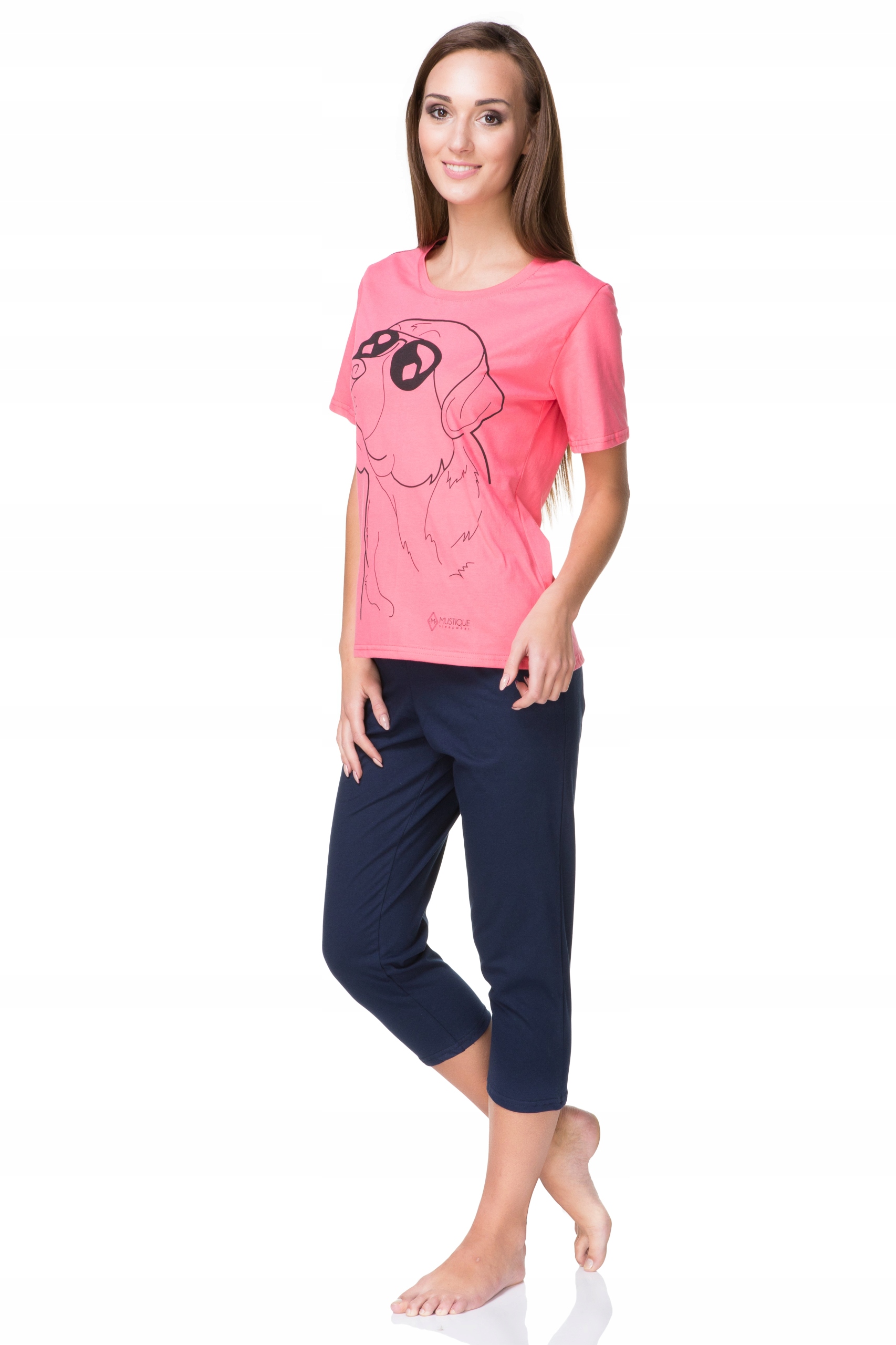 BAWEŁNIANA PIŻAMA DAMSKA KUBA DOG MALINOWY XXL