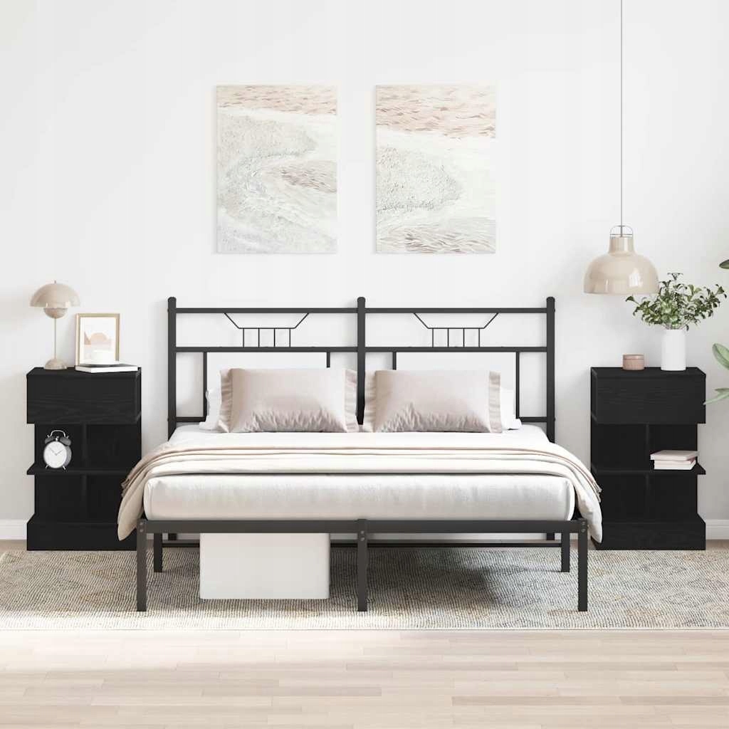 Nočný stolík 2 ks Čierny dub 40x35x65 cm z materiálu odolného voči podmienkam