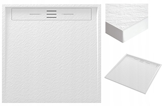 Bílá Čtvercová Sprchová Vanička 90 x 90 CM Kompozit Viva