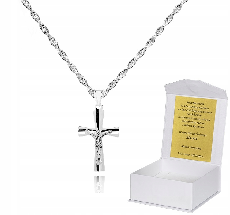 925 Stříbrný řetízek s křížkem Dedikace 50 cm S1K12