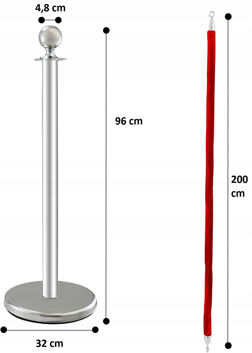 ZESTAW 2 SŁUPKI ODGRADZAJĄCE + LINA SREBRNE EAN (GTIN) 4062859120366