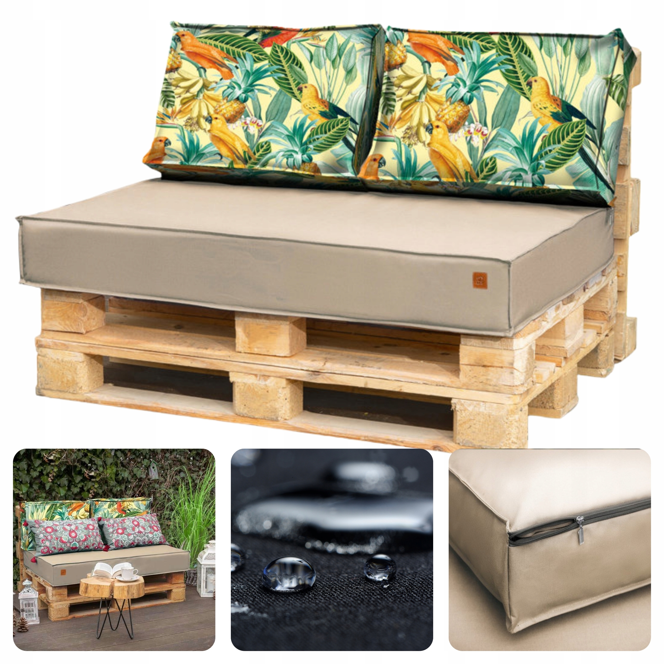 Polštáře Set na euro palety nábytek polštáře Voděodolné 120x80x15