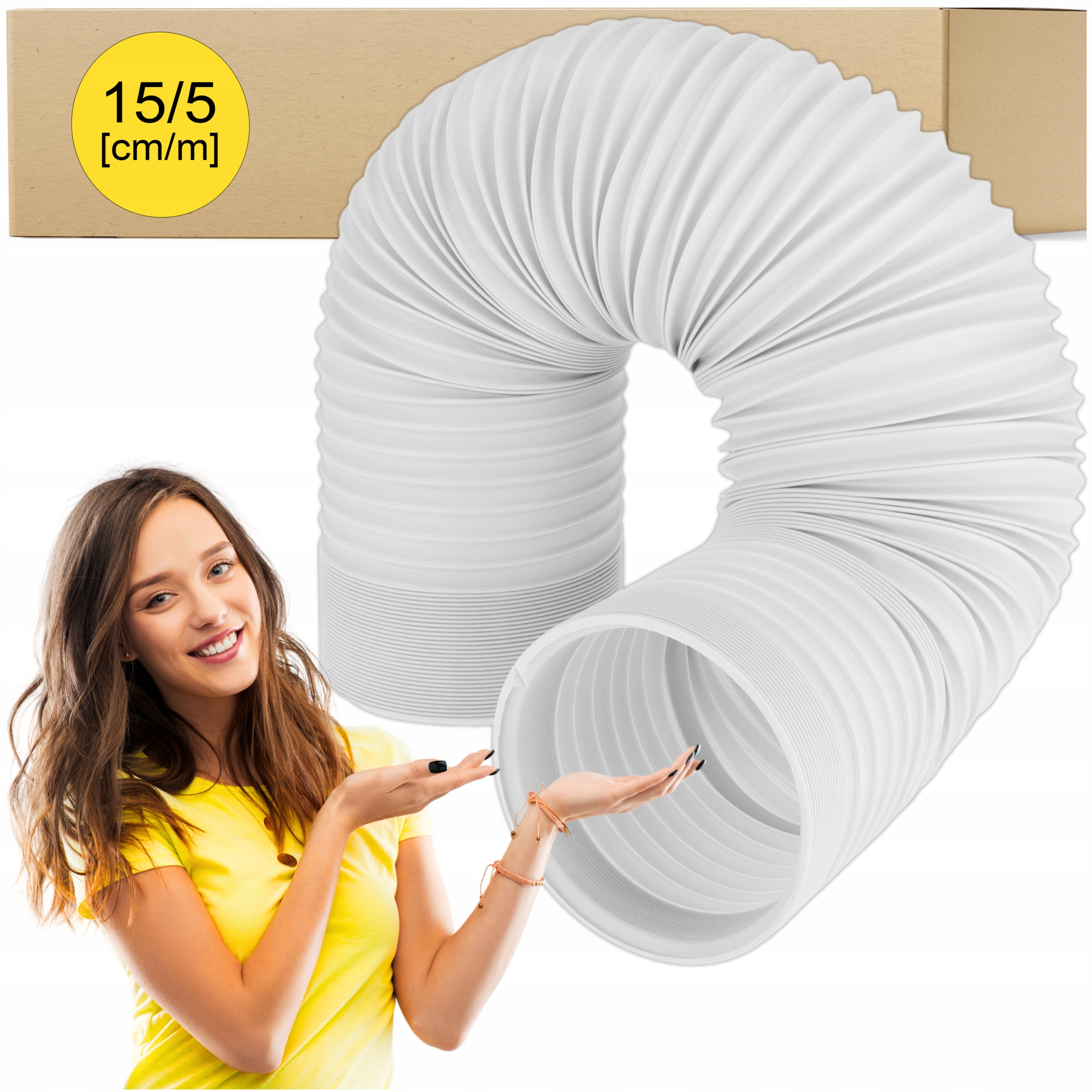 Trubka Pro Přenosnou Klimatizaci harmoniková hadice zesílená Bílá 15cm/5m