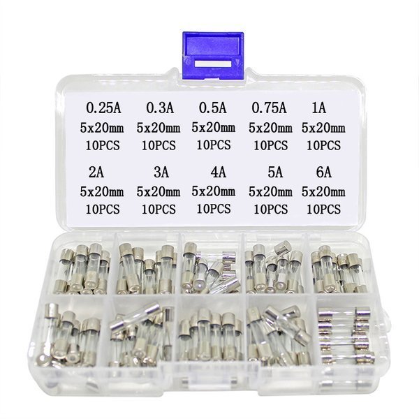 

Zestaw 100szt bezpieczników Wta szklanych 5x20mm