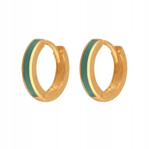 Jemně náušnice zlaté 585 kroužky se smaltem v tyrkysové barvě