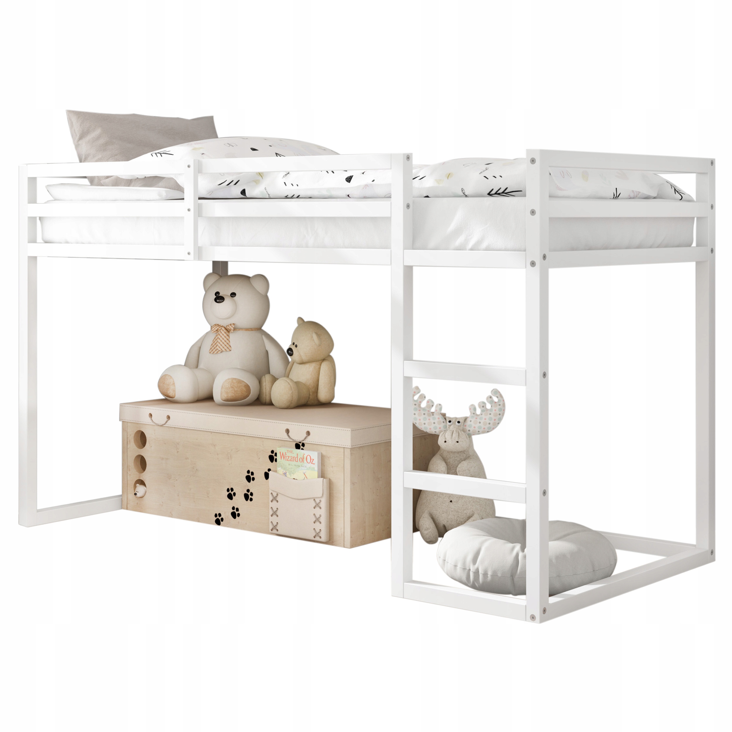 

Łóżko Dziecięce Piętrowe Z Barierką 90X200 Białe