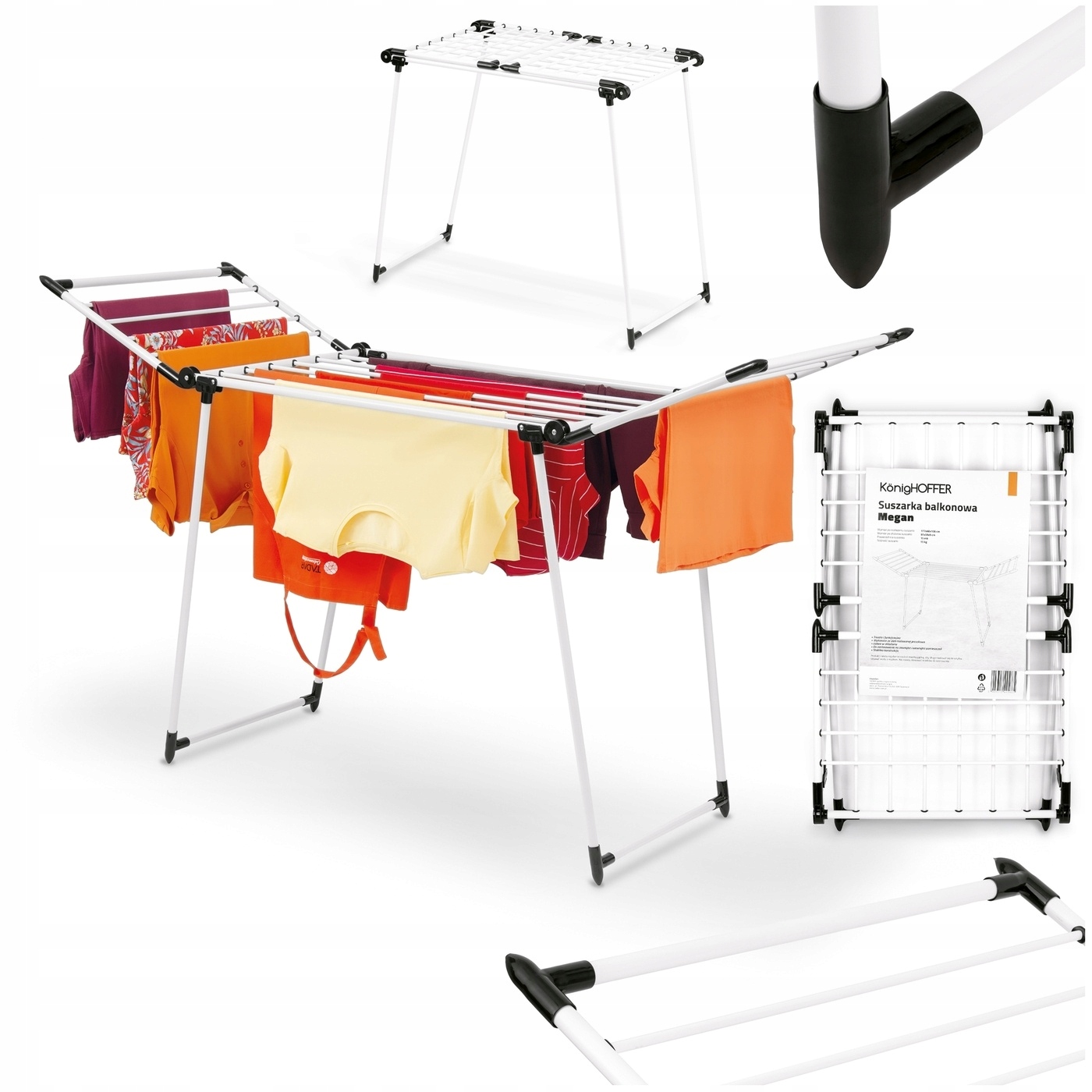 Suszarka na Pranie Balkonowa Ogrodowa Konighoffer Megan 177x60x108 cm