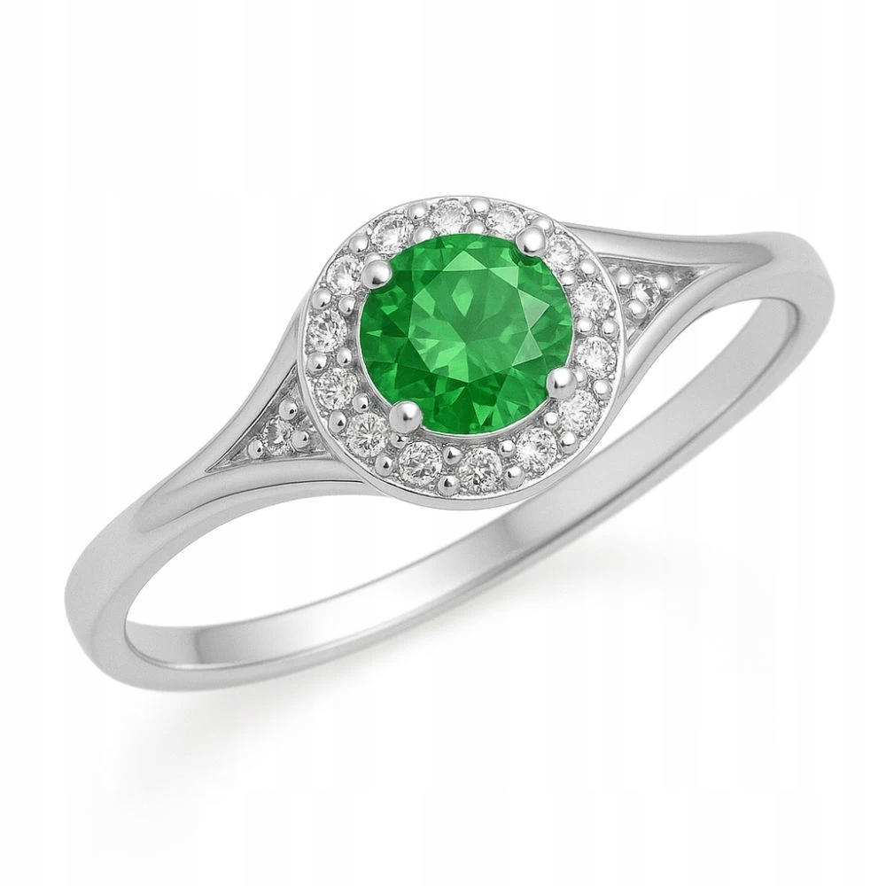 Prstýnek 925 Se Zeleným Očkem Zirkon VEL.21