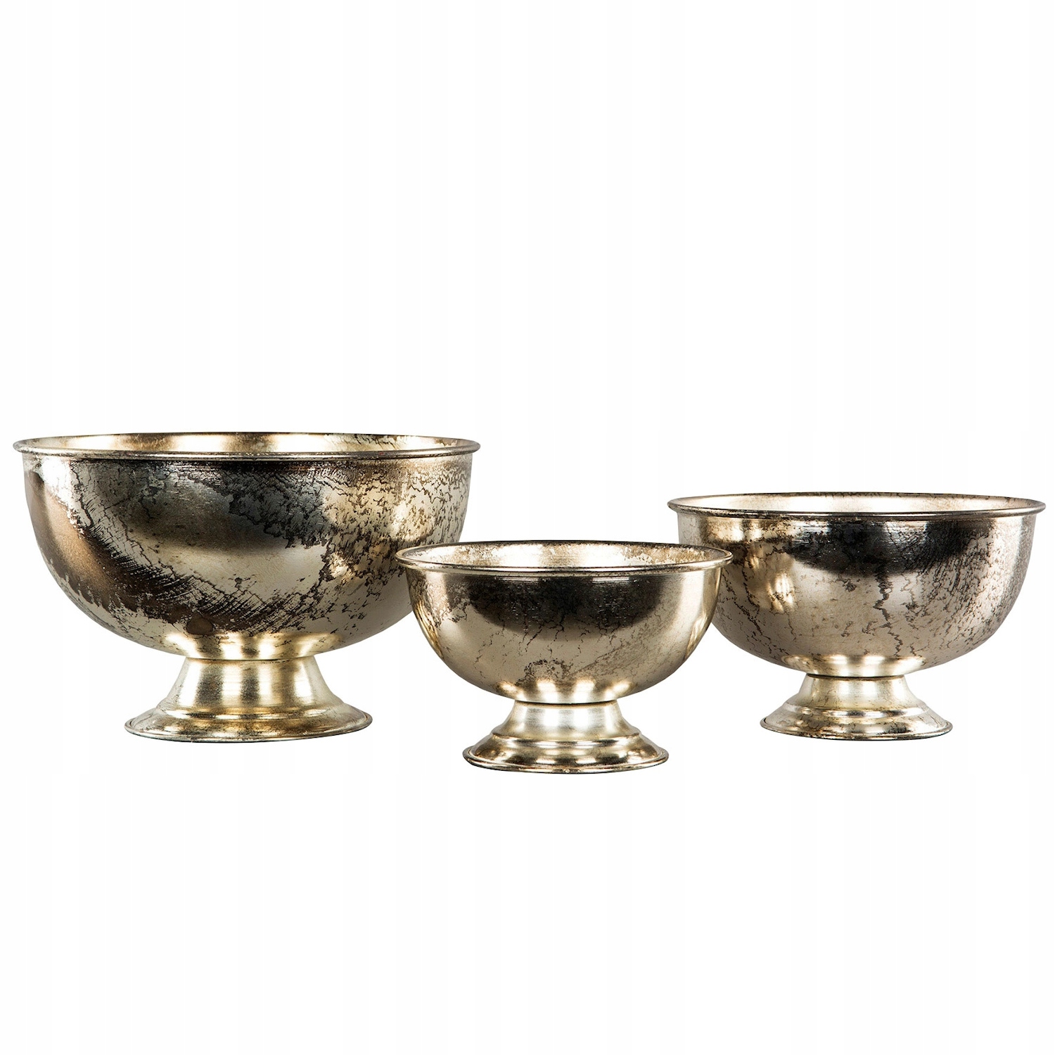 Doniczka Metalowa Misa Srebrna Na Balkon Taras Do Domu Ogrodu Osłonka 3 szt