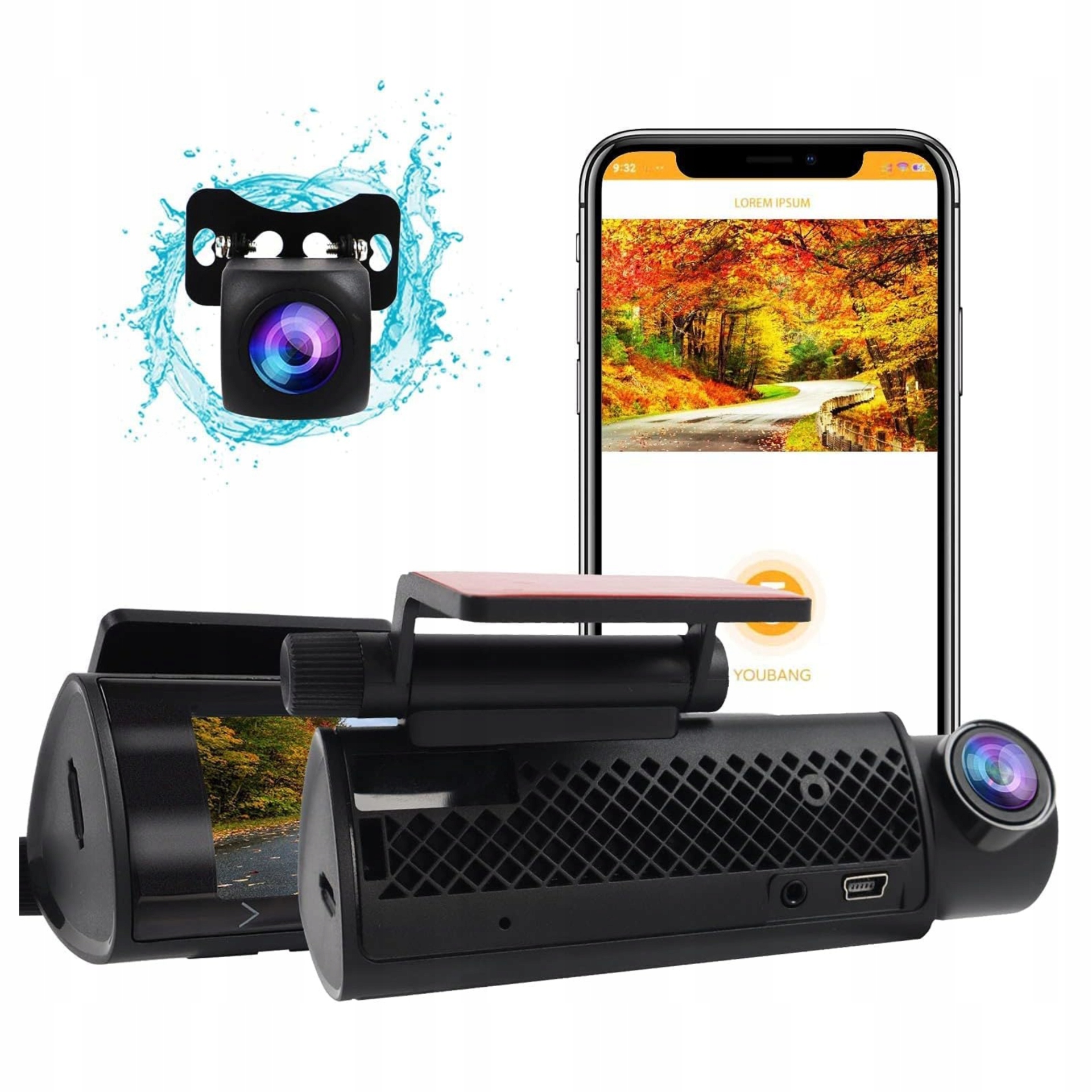 Wideorejestrator kamera samochodowa 4K WiFi przód tył 1080p nocna dual Hd
