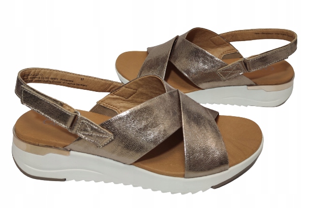 Sandály kožené Caprice 28702 taupe metalic r40