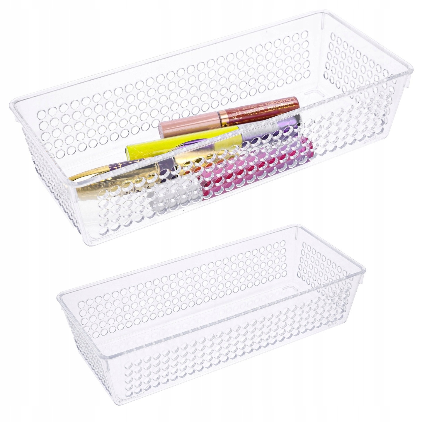 ORGANIZER PLASTIKOWY pojemnik 1,9l na akcesoria przezroczysty koszyk