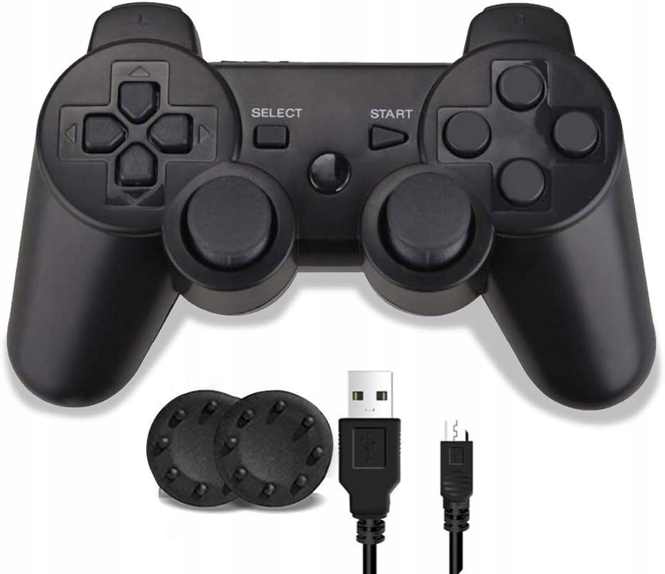 BEZPRZEWODOWY KONTROLER DO PS3 PLAYSTATION BLUETOOTH CZARNY +NAKŁADKI