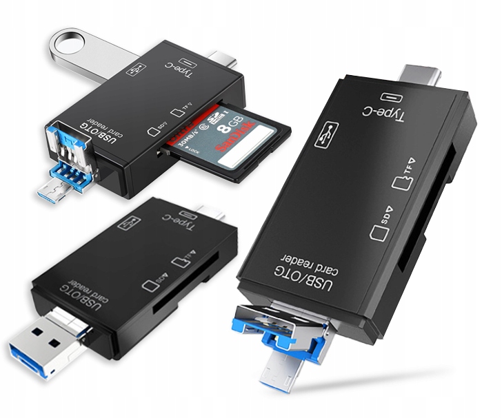 Czytnik Kart SD 5w1 Pendrive Micro USB USB-C OTG