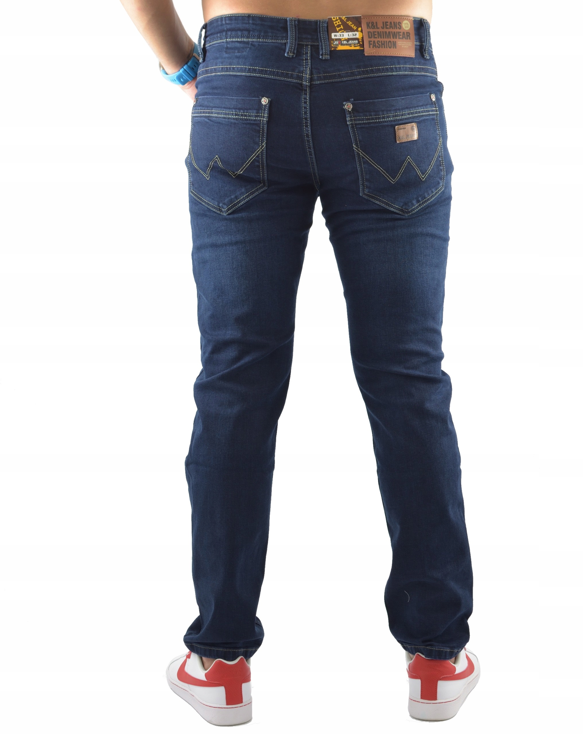 MĘSKIE JEANSY K&L GRANAT SPODNIE 38/30 Fason proste