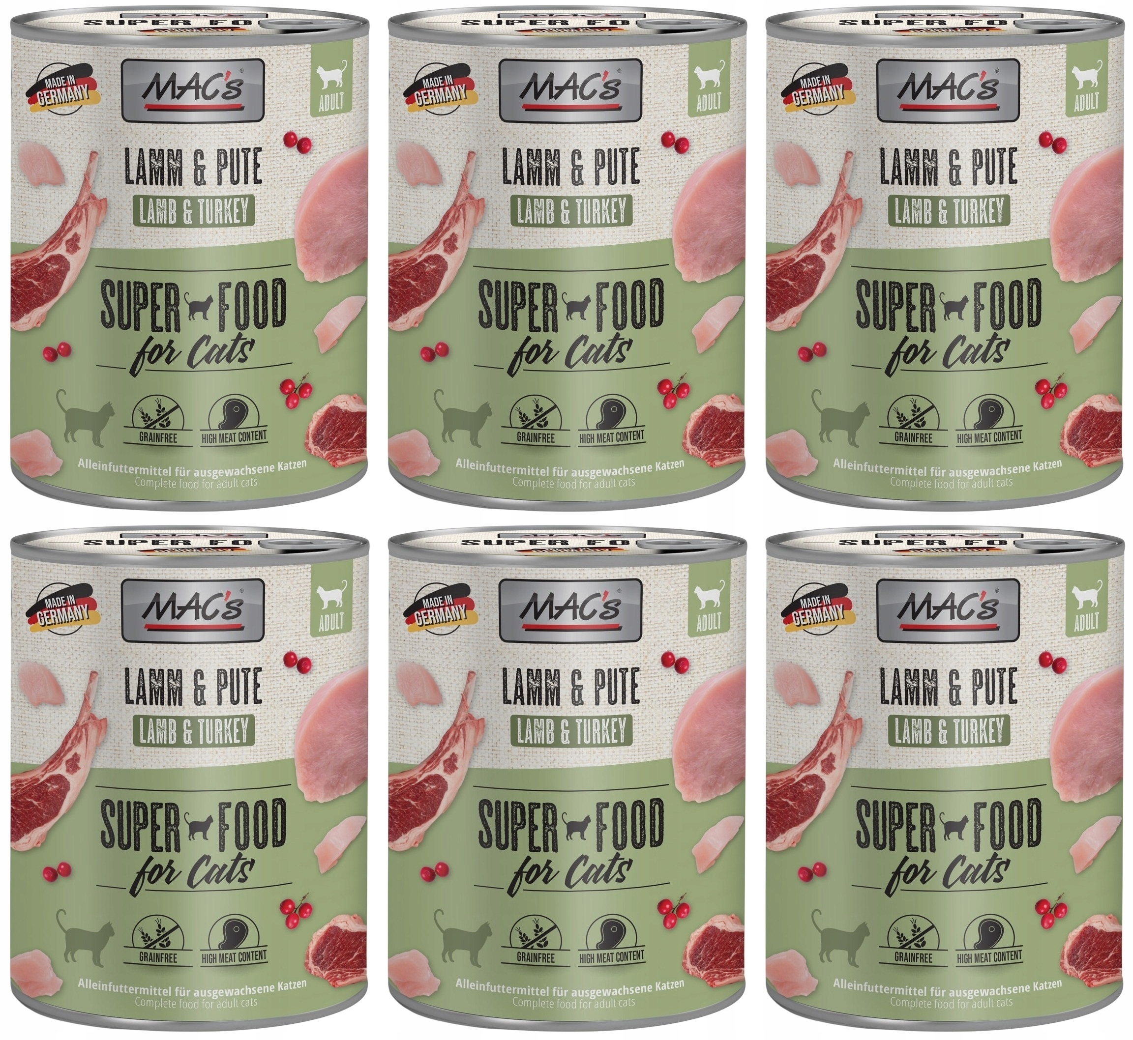 Levně Mac's Cat Jehněčí a Krůta 6 x 800 g