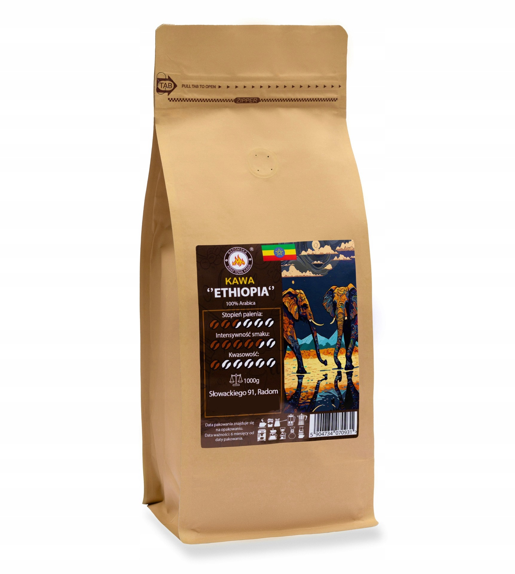 Levně Káva Ethiopia Djimmach 1000g Arabica 100% Pro espresso