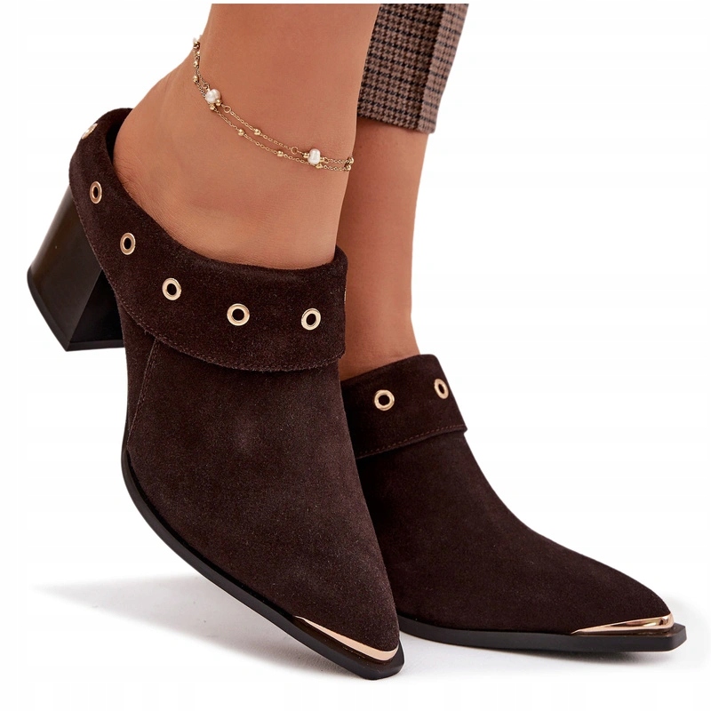 Nazouváky Kovbojské Boty Ze Semiše Na Podpatku D&a CR61-3059 Čokoládové 40