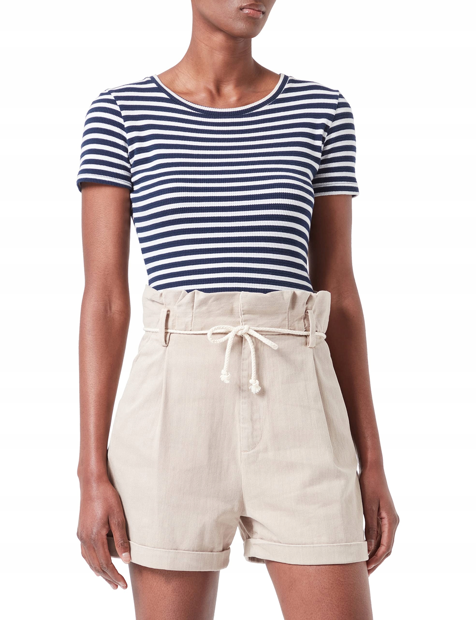 Ltb Béžové Kraťasy S Vysokým Pasem A Záševky XXL 6BA