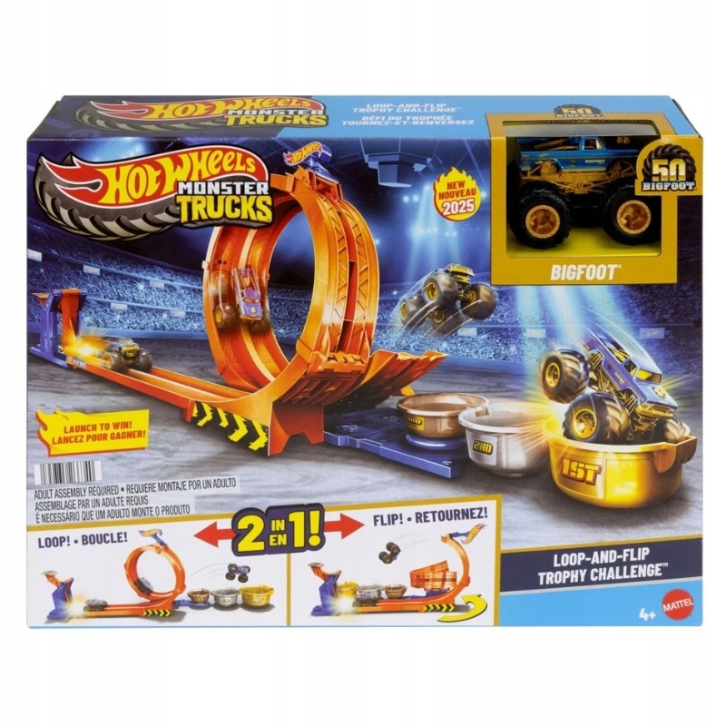 HOT WHEELS MONSTER TRUCKS TOR PĘTLA SKOK PO TROFEUM BIGFOOT 50. ROCZNICA 4+ Model JBX64