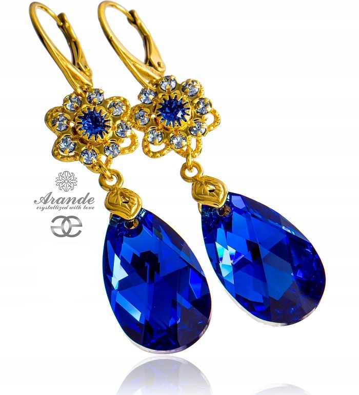 Křišťálové Náušnice Blue Feel Zlaté Stříbro Arande
