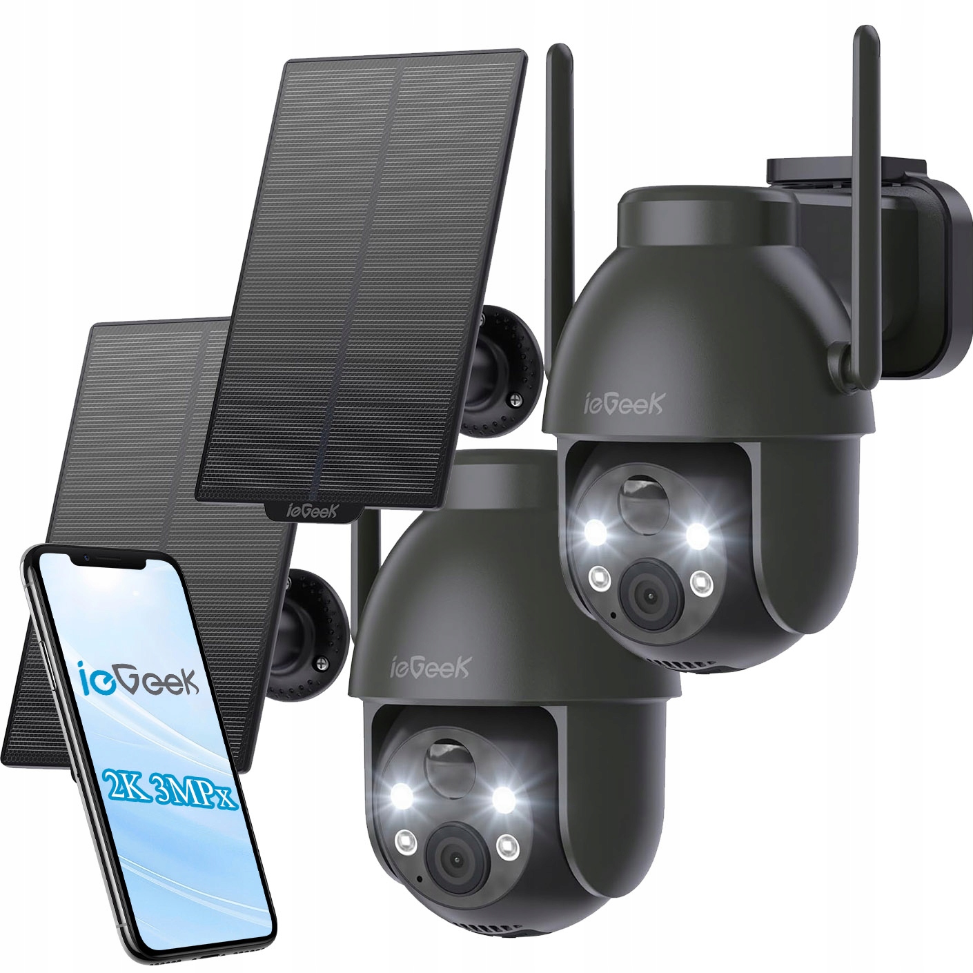 Venkovní Otočná Solární Kamera Ip Hd Smart Wifi 2K 2KS Pro Monitorování