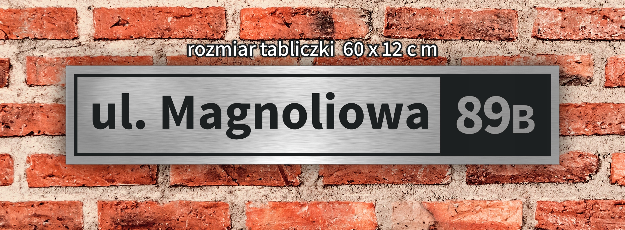 Tabliczka tablica ADRESOWA ALUMINIUM Nr domu 12x60 Szerokość produktu 60 cm