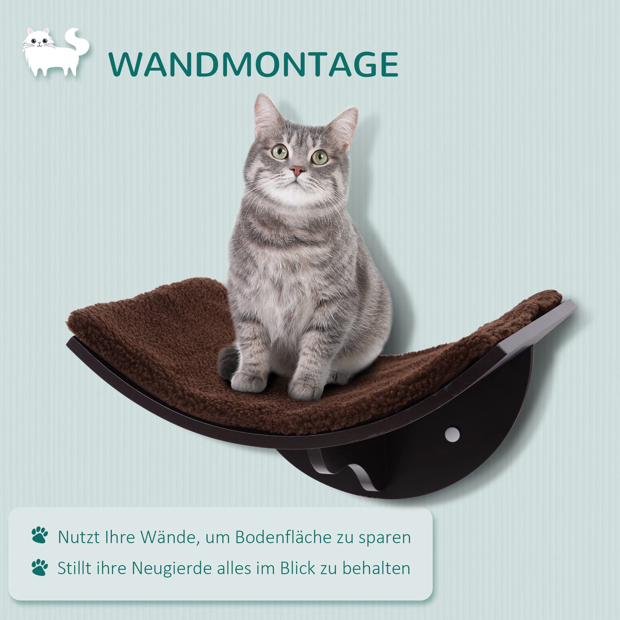 PWAHUT Kletterwand Dla Kota Z Plüschauflage Do 45 Kg Brązowa — miniatura 3