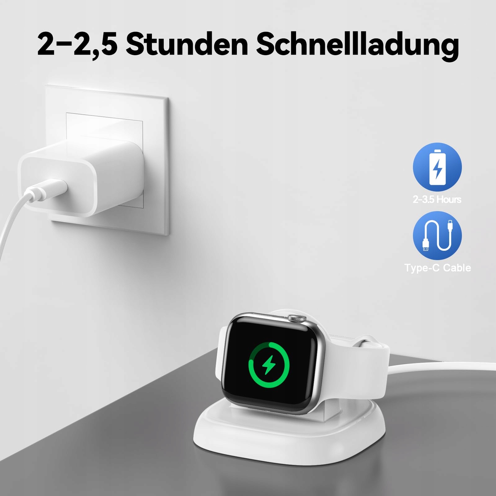 LVFAN Ładowarka Apple Watch USB-C Magnetyczna Biała — miniatura 2