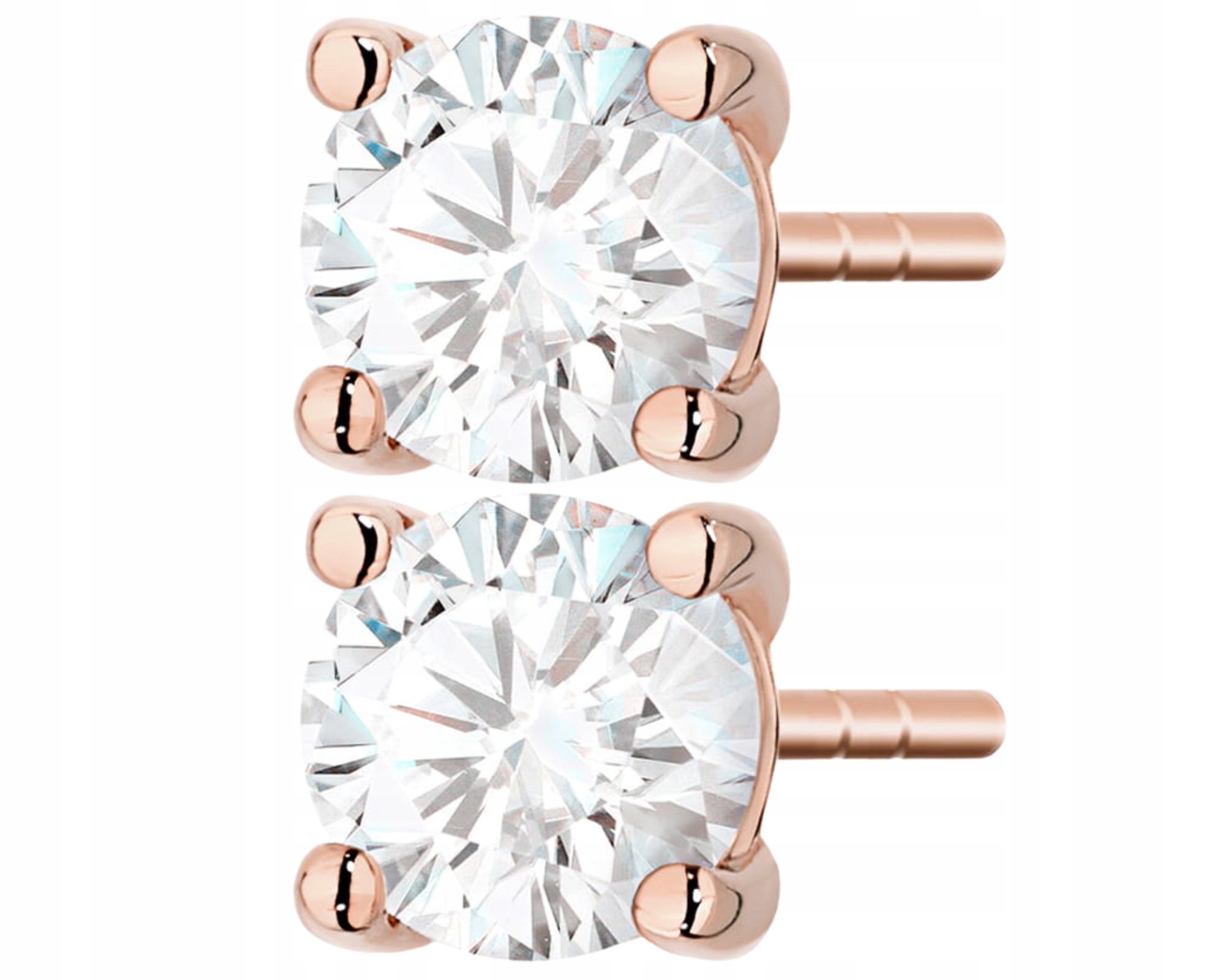 Růžové Zlato Náušnice Diamanty Lab Šroubovák Zlato 585