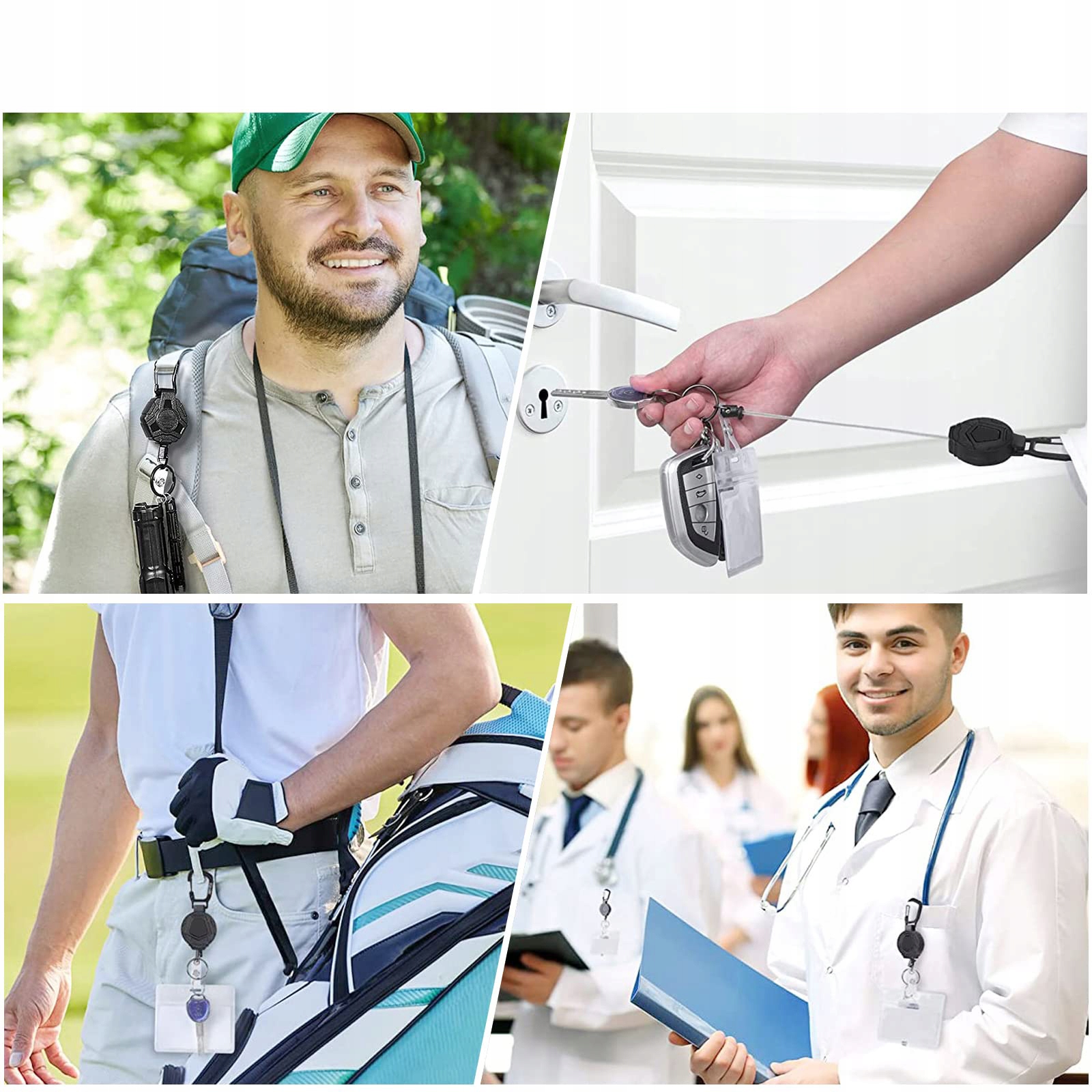 2x Linka zwijana retraktor smycz zwijka HEAVY DUTY prezent dla faceta Wzór dominujący bez wzoru