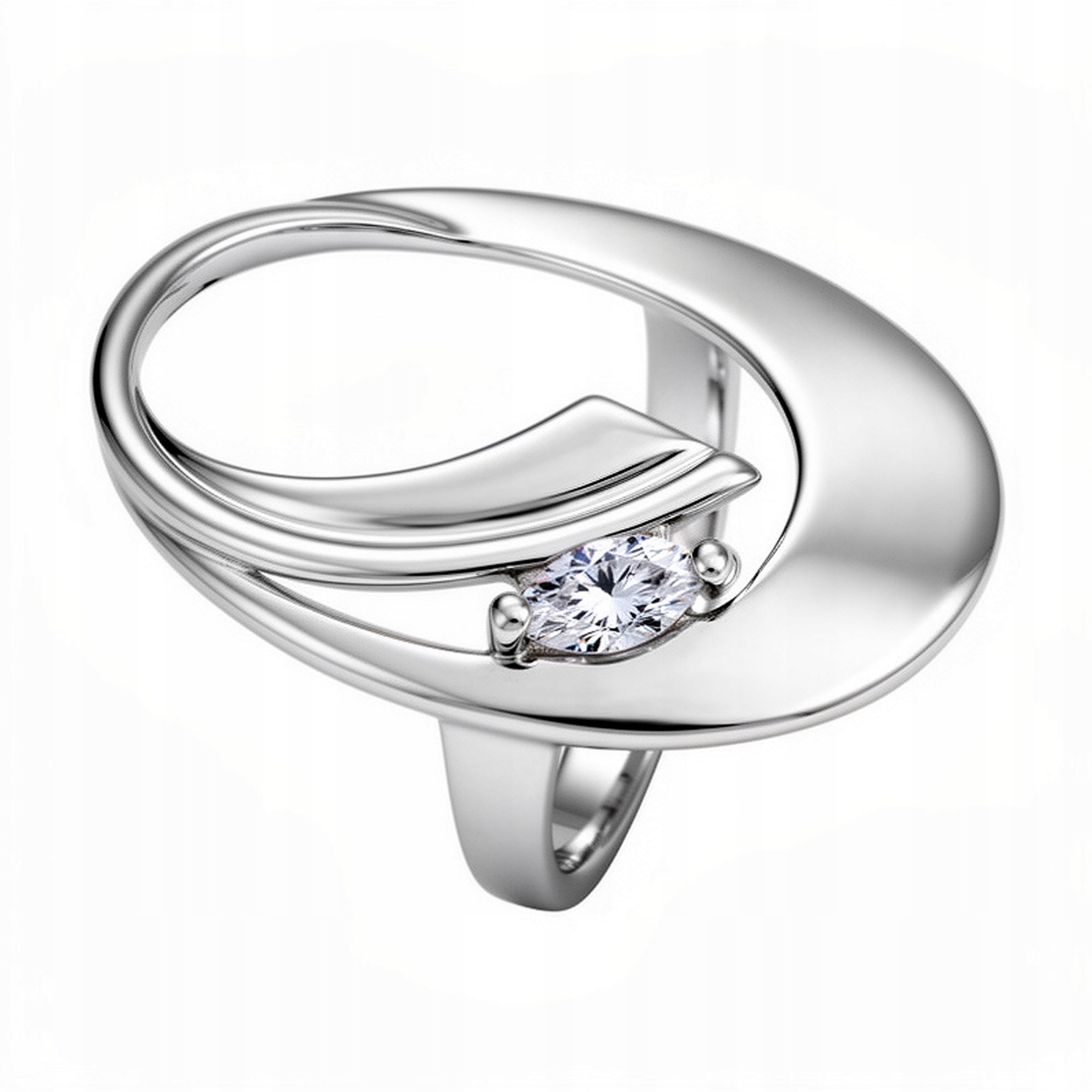 Stříbrný Prstýnek Oválný Prsten Se Zirkonem 19