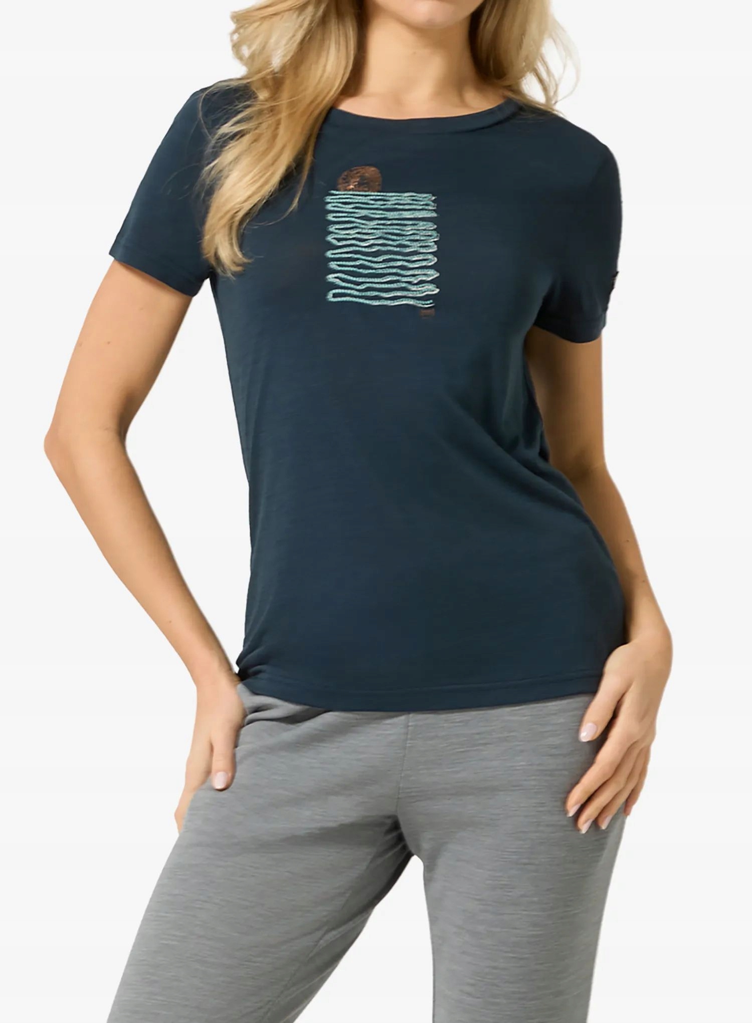 Dámské merino tričko Super.natural Sea Line Tee blueberry/various Xs