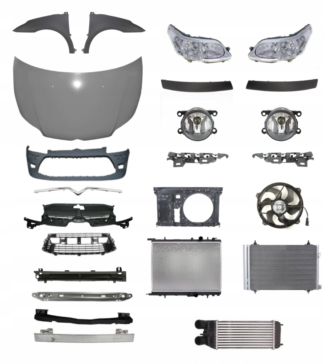 Citroen C4 Lift 08-10 Zderzak Pas Maska Błotnik ZESTAW CZĘŚCI