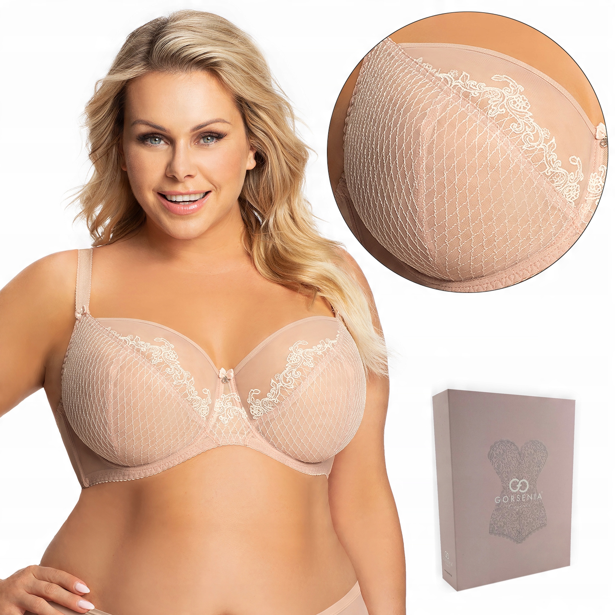 

Miękki biustonosz Gorsenia K689 Blanche, róż 95F
