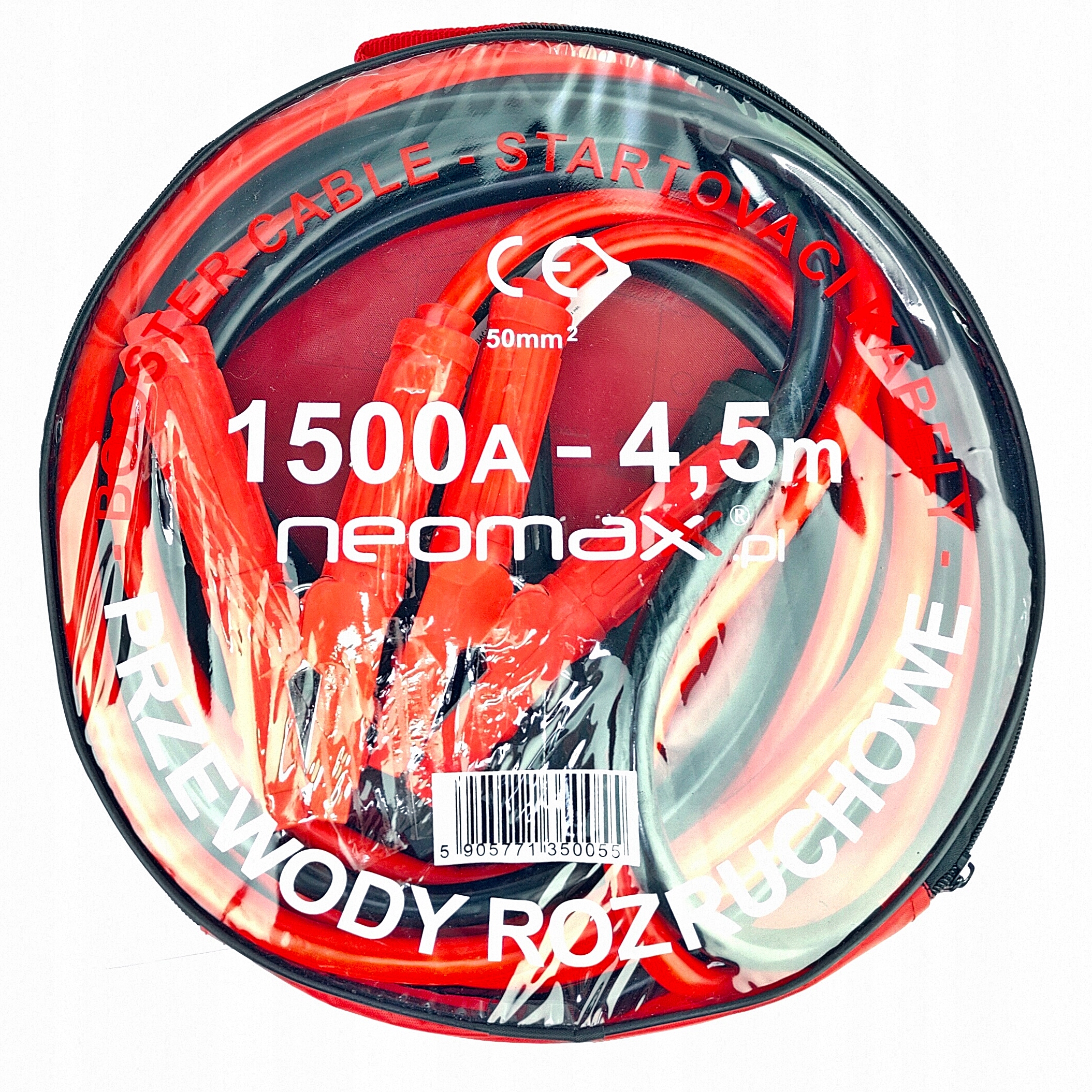 MOCNE KABLE PRZEWODY ROZRUCHOWE 1500A 4,5M 4,5 METRA GRUBE NEOMAX Długość 4.5 m