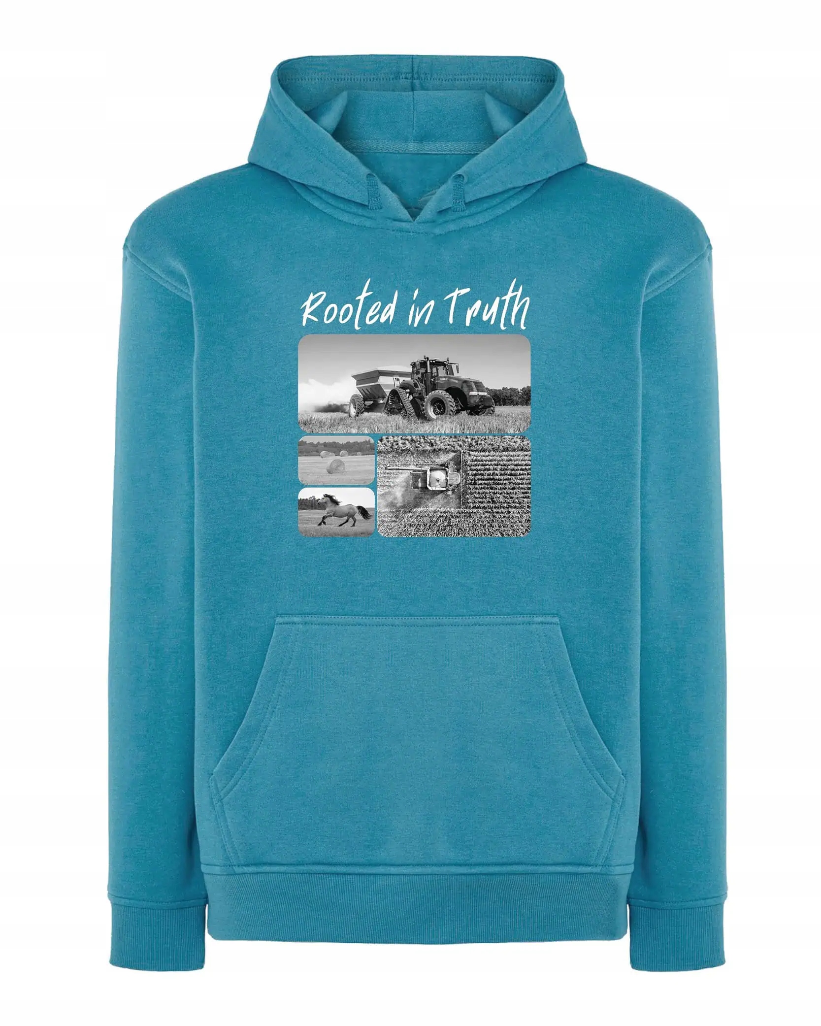 Mikina s kapucí Dárek pro farmáře Umělecká koláž Modrá M