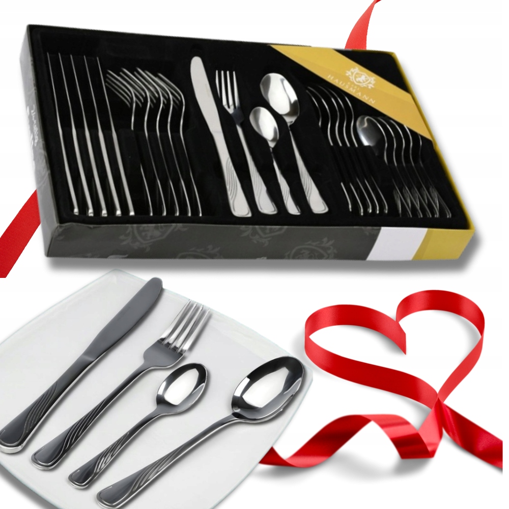 Sada příborů Set pro 6 osob Lesk Stříbrné 24 dílů Dárek