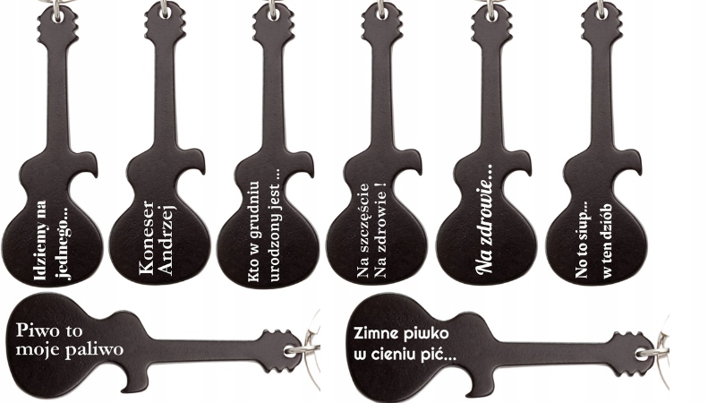Brelok otwieracz gitara z grawerem ŚMIESZNE TEKSTY EAN (GTIN) 5905179600134